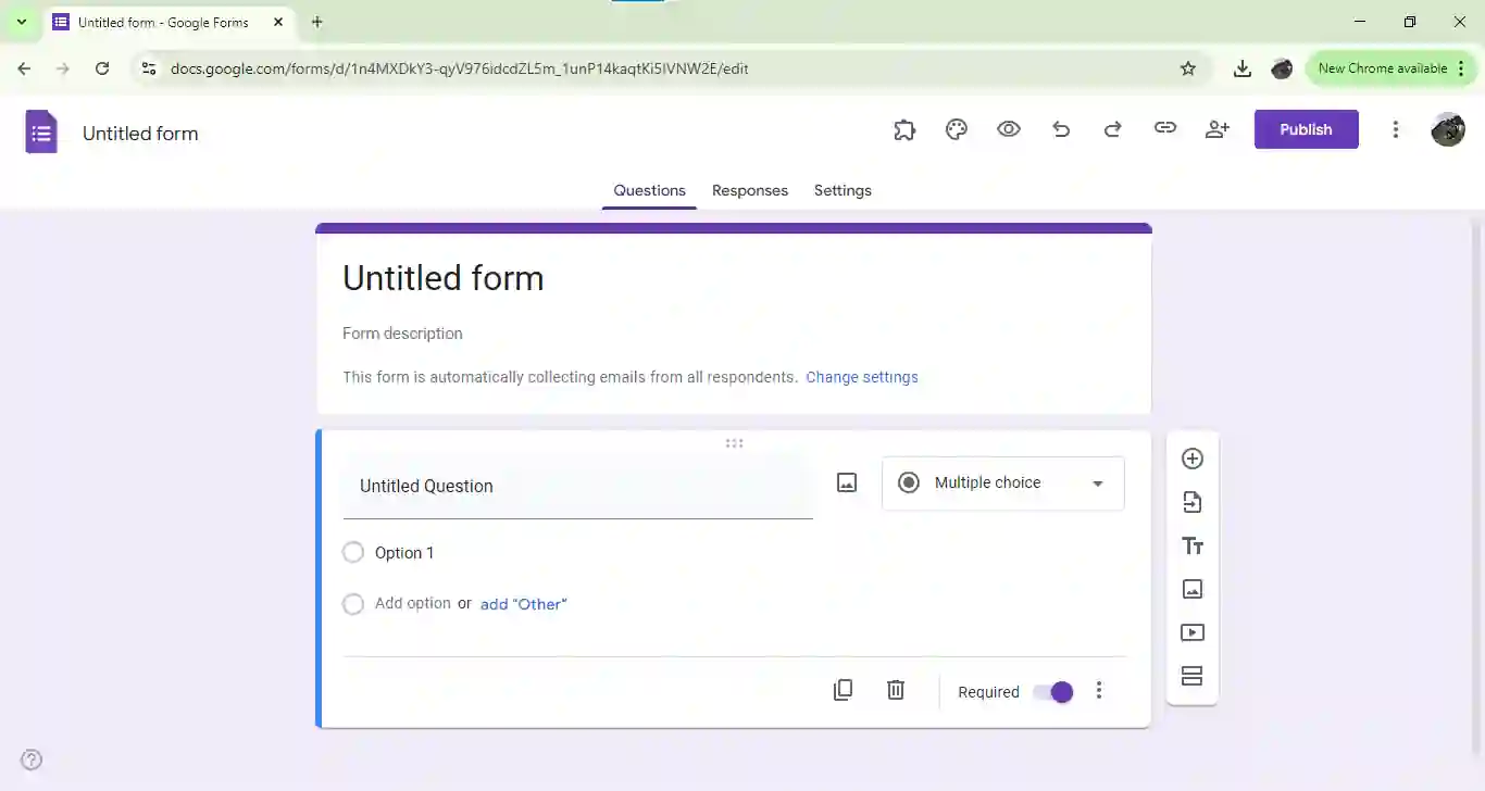 Google Forms Interface